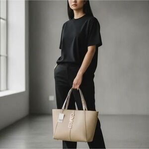 Cavalli‎ Class Sandra Shopper Tote Bag Almond Buff Beige NWT